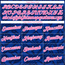 Charger l'image dans la galerie, Custom Royal Pink Navy Thunder Blue-White 3D Pattern Tribal Ethnic Design Performance T-Shirt
