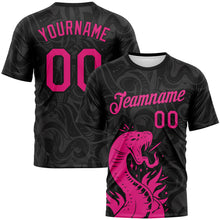 Charger l'image dans la galerie, Custom Black-Hot Pink 3D Pattern Tribal Snake Performance T-Shirt
