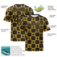 Load image into Gallery viewer, Custom Black-Old Gold 3D Pattern Christmas Buffalo Check Performance T-Shirt

