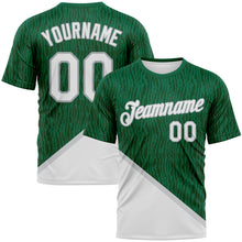 Charger l'image dans la galerie, Custom Kelly Green White-Gray 3D Pattern Subtle Diagonal Split Performance T-Shirt
