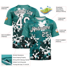 Загрузить изображение в средство просмотра галереи, Custom White Teal-Black 3D Pattern Camouflage Performance T-Shirt
