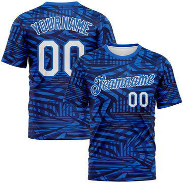 Custom Navy White Royal-Blue 3D Pattern Hard Slash Abstract Geometric Performance T-Shirt