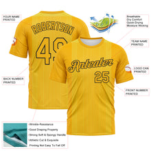 Load image into Gallery viewer, Custom Gold-Black 3D Pattern Vertical Stripe Performance T-Shirt
