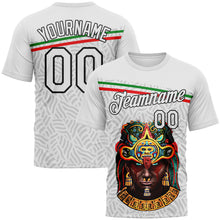 Laden Sie das Bild in den Galerie-Viewer, Custom White Gray-Black 3D Pattern Azteca Performance T-Shirt
