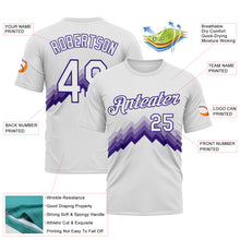 Charger l'image dans la galerie, Custom White-Dark Purple 3D Pattern Zigzag Step Fade Effect Performance T-Shirt

