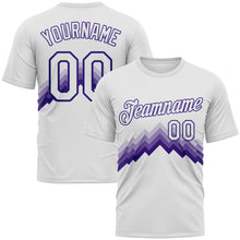 Charger l'image dans la galerie, Custom White-Dark Purple 3D Pattern Zigzag Step Fade Effect Performance T-Shirt
