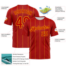 Load image into Gallery viewer, Custom Red-Yellow 3D Pattern Zigzag Vertical Stripe Classic Performance T-Shirt
