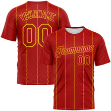 Load image into Gallery viewer, Custom Red-Yellow 3D Pattern Zigzag Vertical Stripe Classic Performance T-Shirt
