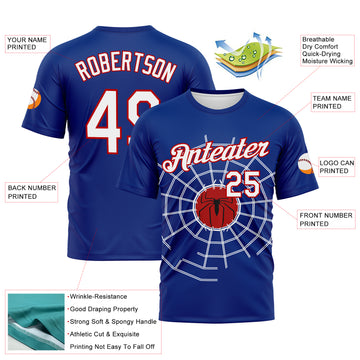 Custom Royal White-Red 3D Pattern Spiderman Performance T-Shirt