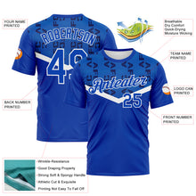 Load image into Gallery viewer, Custom Thunder Blue-White 3D Pattern Geometric Letter Chevron Stripe Performance T-Shirt
