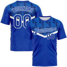 Load image into Gallery viewer, Custom Thunder Blue-White 3D Pattern Geometric Letter Chevron Stripe Performance T-Shirt
