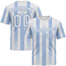 Загрузить изображение в средство просмотра галереи, Custom White-Light Blue 3D Pattern Vertical Stripe Grunge Texture Classic Performance T-Shirt
