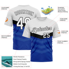Load image into Gallery viewer, Custom White Black-Royal 3D Pattern Chevron Stripe Fade Effect Performance T-Shirt
