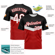 Charger l'image dans la galerie, Custom Black White-Red 3D Pattern Chevron Stripe Fade Effect Performance T-Shirt
