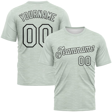 Custom Pea Green-Black 3D Pattern Subtle Lineal Performance T-Shirt