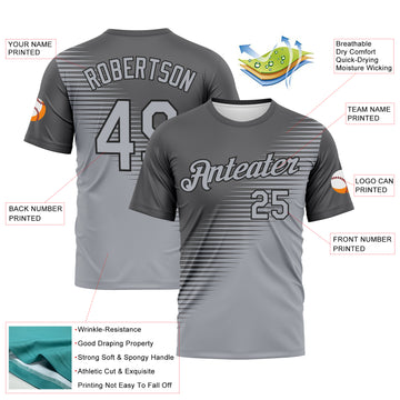 Custom Steel Gray Gray-Black 3D Pattern Diagonal Color Block Classic Performance T-Shirt