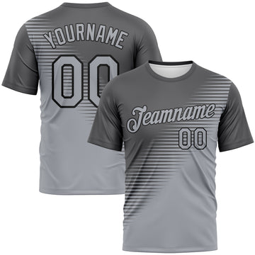 Custom Steel Gray Gray-Black 3D Pattern Diagonal Color Block Classic Performance T-Shirt