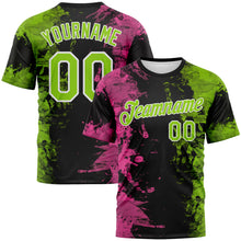 Laden Sie das Bild in den Galerie-Viewer, Custom Pink Neon Green Black-White 3D Pattern Ink Splash Duotono Style Performance T-Shirt

