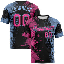 Laden Sie das Bild in den Galerie-Viewer, Custom Pink Black-Light Blue 3D Pattern Ink Splash Duotono Style Performance T-Shirt
