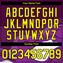 Laden Sie das Bild in den Galerie-Viewer, Custom Purple Light Yellow White-Black Brush Stroke Trail Running Mountain Outdoor Sportswear Performance T-Shirt
