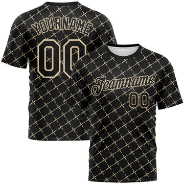 Custom Black-City Cream Diamond Crosshatch Sportswear Performance T-Shirt