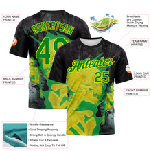 Load image into Gallery viewer, Custom Black Light Yellow-Grass Green Skull Gothic Distressed Grunge Performance T-Shirt
