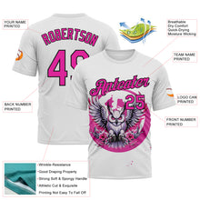 Charger l'image dans la galerie, Custom White Deep Pink-Black Animal Owl Mascot Splatter Streetwear Style Performance T-Shirt
