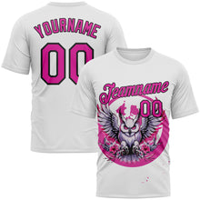 Charger l'image dans la galerie, Custom White Deep Pink-Black Animal Owl Mascot Splatter Streetwear Style Performance T-Shirt

