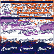 Загрузить изображение в средство просмотра галереи, Custom Orange White Purple-Navy Distressed Abstract Paint Stroke Performance T-Shirt
