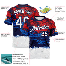 Load image into Gallery viewer, Custom Red White Blue-Navy Distressed Abstract Paint Stroke Performance T-Shirt
