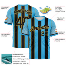 Laden Sie das Bild in den Galerie-Viewer, Custom Blue Black-Old Gold Stripe Dot Halftone Sportswear Performance T-Shirt
