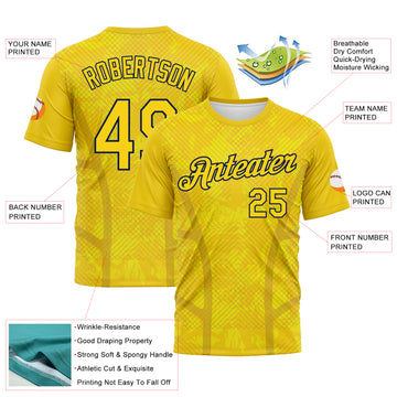 Custom Light Yellow-Black Geometric Sportswear Performance T-Shirt