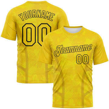 Custom Light Yellow-Black Geometric Sportswear Performance T-Shirt