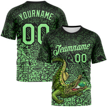 Load image into Gallery viewer, Custom Black-Pea Green Animal Alligator Mascot Street Graffiti Performance T-Shirt
