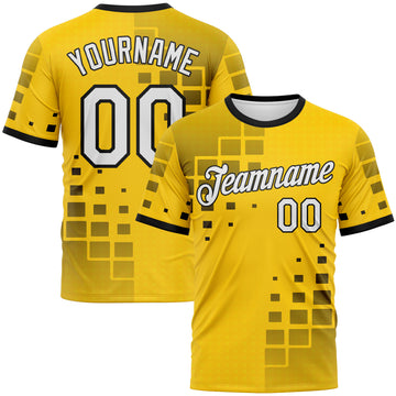 Custom Yellow White-Black Geometric Square Cyber Tech Gaming Sportswear Performance T-Shirt