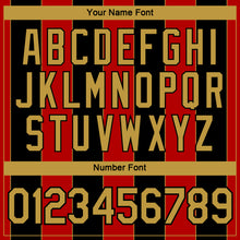 Laden Sie das Bild in den Galerie-Viewer, Custom Black Old Gold-Red Stripe Sportswear Performance T-Shirt
