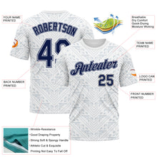 Laden Sie das Bild in den Galerie-Viewer, Custom White Navy-Gray Geometric Floral Subtle Sportswear Performance T-Shirt
