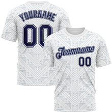 Laden Sie das Bild in den Galerie-Viewer, Custom White Navy-Gray Geometric Floral Subtle Sportswear Performance T-Shirt
