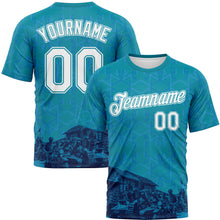 Load image into Gallery viewer, Custom Teal-White Geometric Military Vibe Performance T-Shirt

