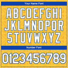 Laden Sie das Bild in den Galerie-Viewer, Custom Gold White-Thunder Blue Geometric Sportswear Performance T-Shirt
