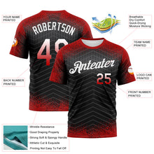 Laden Sie das Bild in den Galerie-Viewer, Custom Red Black Gray-White Gradient Speckle Geometric Sportswear Performance T-Shirt
