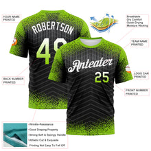 Laden Sie das Bild in den Galerie-Viewer, Custom Neon Green Black-White Gradient Speckle Geometric Sportswear Performance T-Shirt
