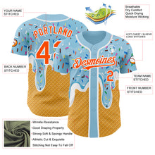 Загрузить изображение в средство просмотра галереи, Custom Electric Blue Orange Yellow-White Foodie Food Dessert Melting Cream Waffle Grid Authentic Baseball Jersey
