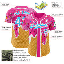 Charger l'image dans la galerie, Custom Pink Sky Blue Yellow-White Foodie Food Dessert Melting Cream Waffle Grid Authentic Baseball Jersey
