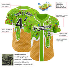 Загрузить изображение в средство просмотра галереи, Custom Neon Green Black Yellow-White Foodie Food Dessert Melting Cream Waffle Grid Authentic Baseball Jersey
