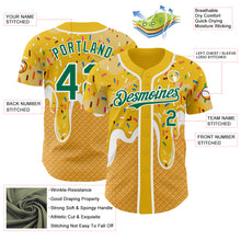Загрузить изображение в средство просмотра галереи, Custom Yellow Kelly Green-White Foodie Food Dessert Melting Cream Waffle Grid Authentic Baseball Jersey
