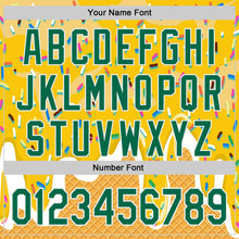 Загрузить изображение в средство просмотра галереи, Custom Yellow Kelly Green-White Foodie Food Dessert Melting Cream Waffle Grid Authentic Baseball Jersey

