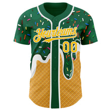 Загрузить изображение в средство просмотра галереи, Custom Green Yellow-White Foodie Food Dessert Melting Cream Waffle Grid Authentic Baseball Jersey
