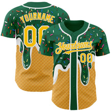 Загрузить изображение в средство просмотра галереи, Custom Green Yellow-White Foodie Food Dessert Melting Cream Waffle Grid Authentic Baseball Jersey
