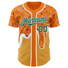 Laden Sie das Bild in den Galerie-Viewer, Custom Bay Orange Kelly Green Yellow-White Foodie Food Dessert Melting Cream Waffle Grid Authentic Baseball Jersey
